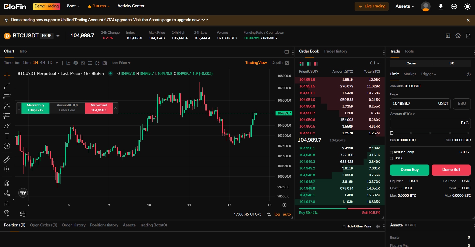 BloFin Demo Trading Interface