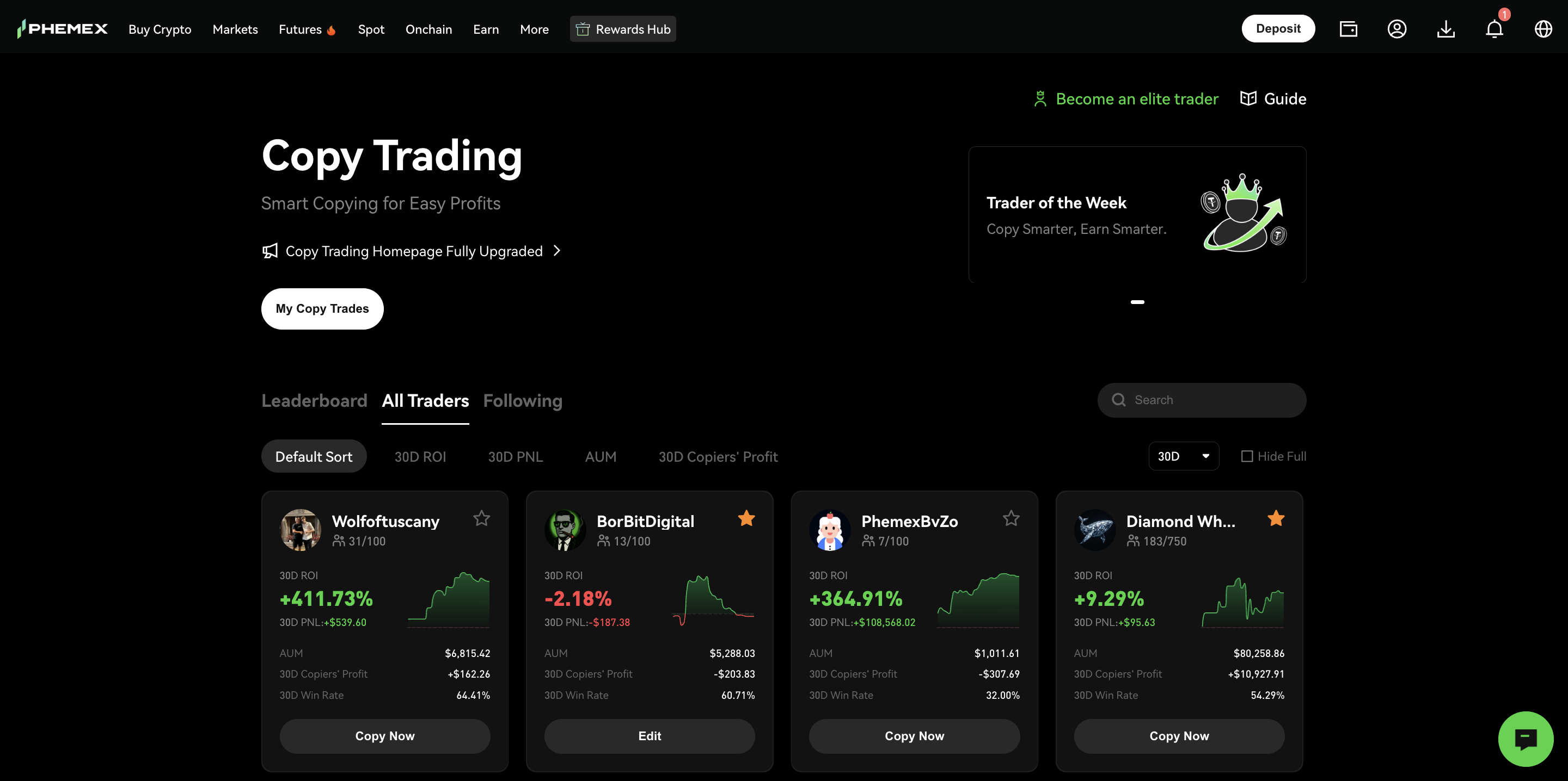 Copy Trading on Phemex