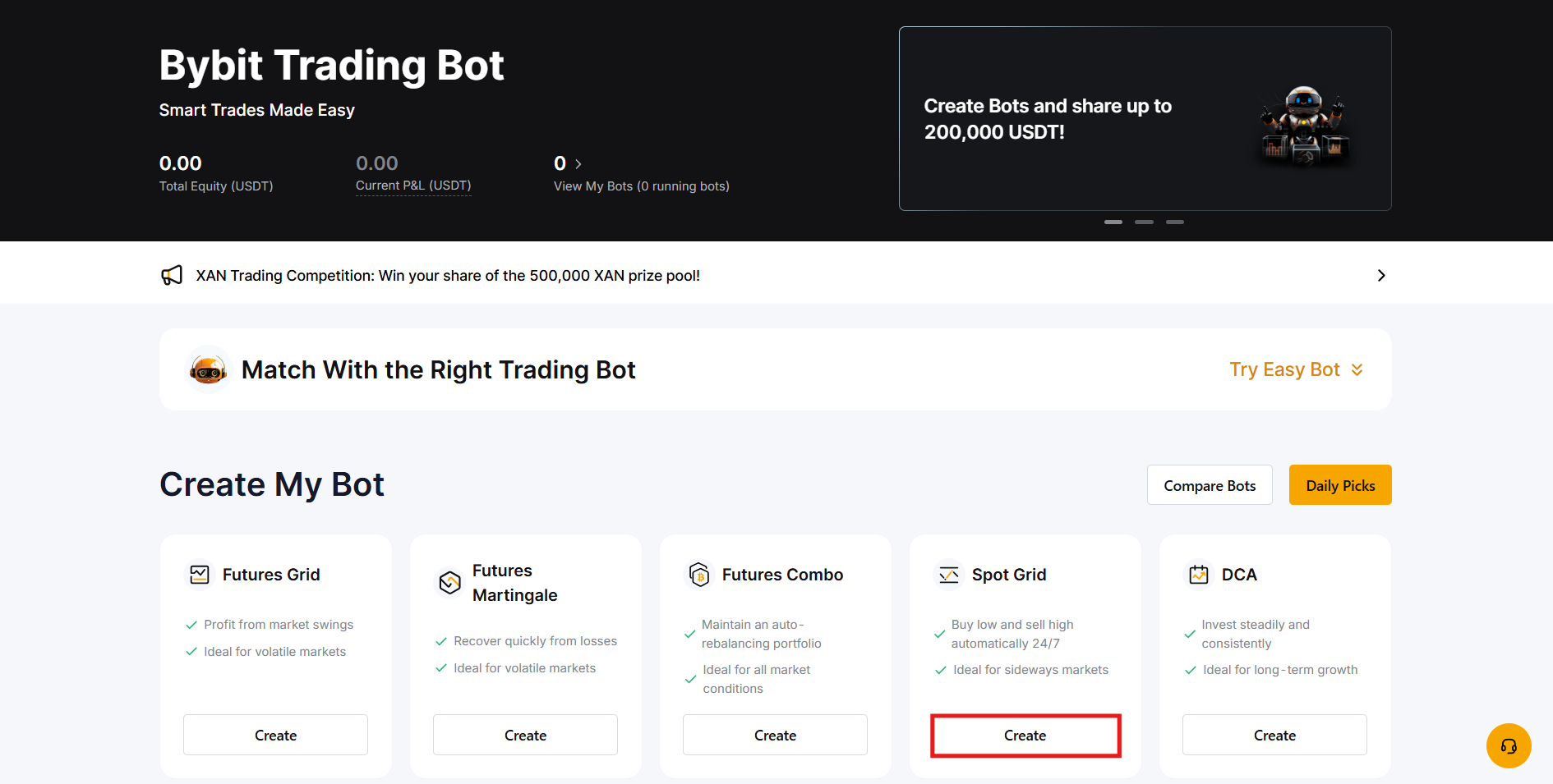 Create Spot Grid Bybit Bot