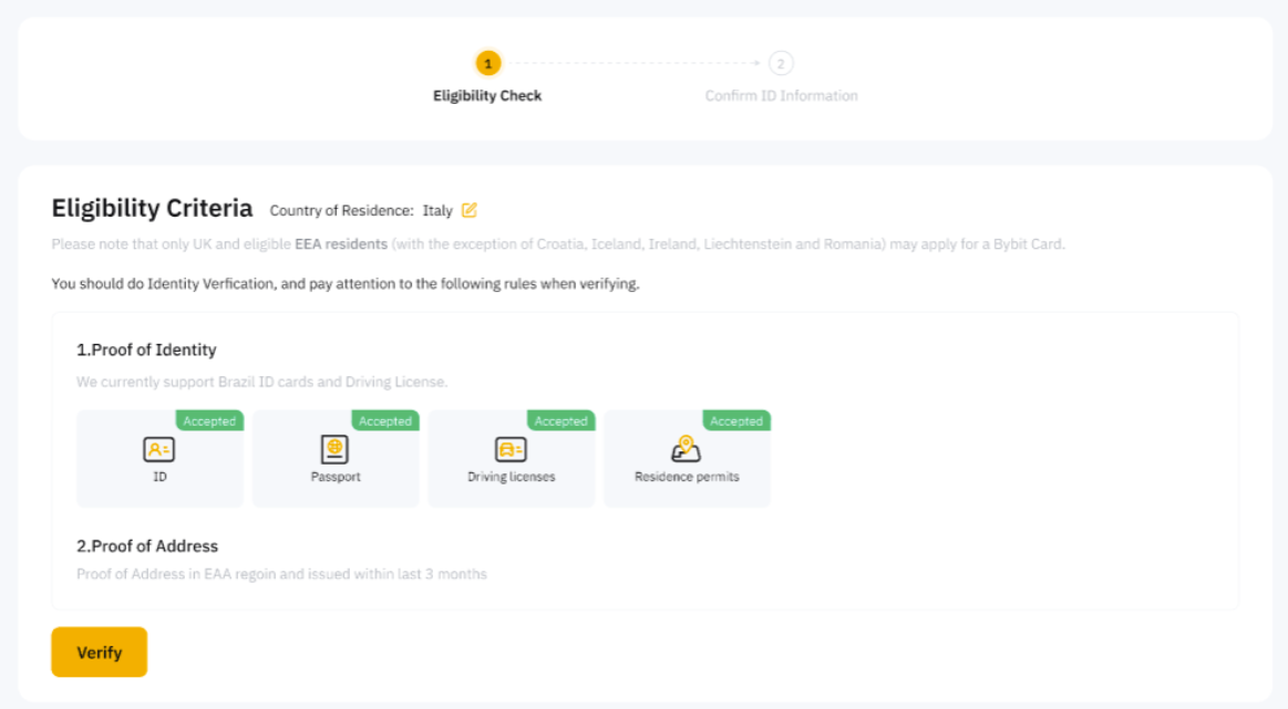 Eligibility Criteria for Virtual Bybit Debit Card