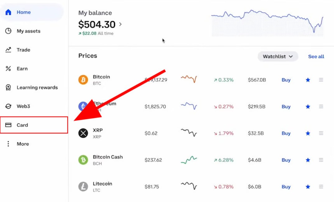 Log in to your account, go to your account settings, and select Card from the menu