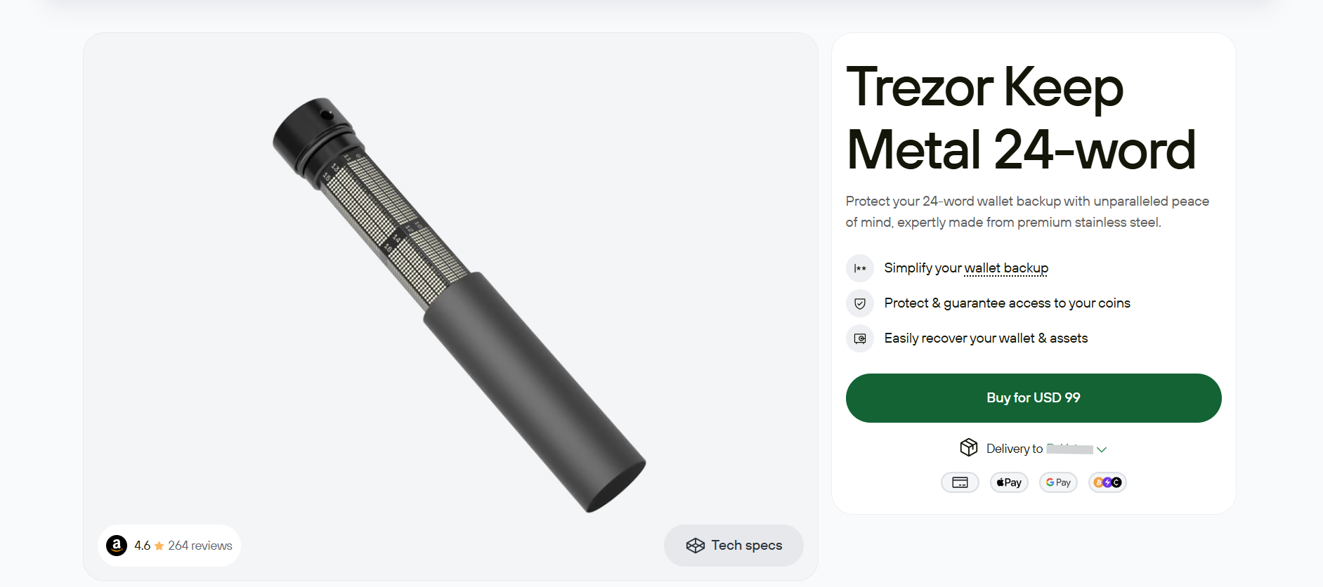 trezor keep metal 24 word review