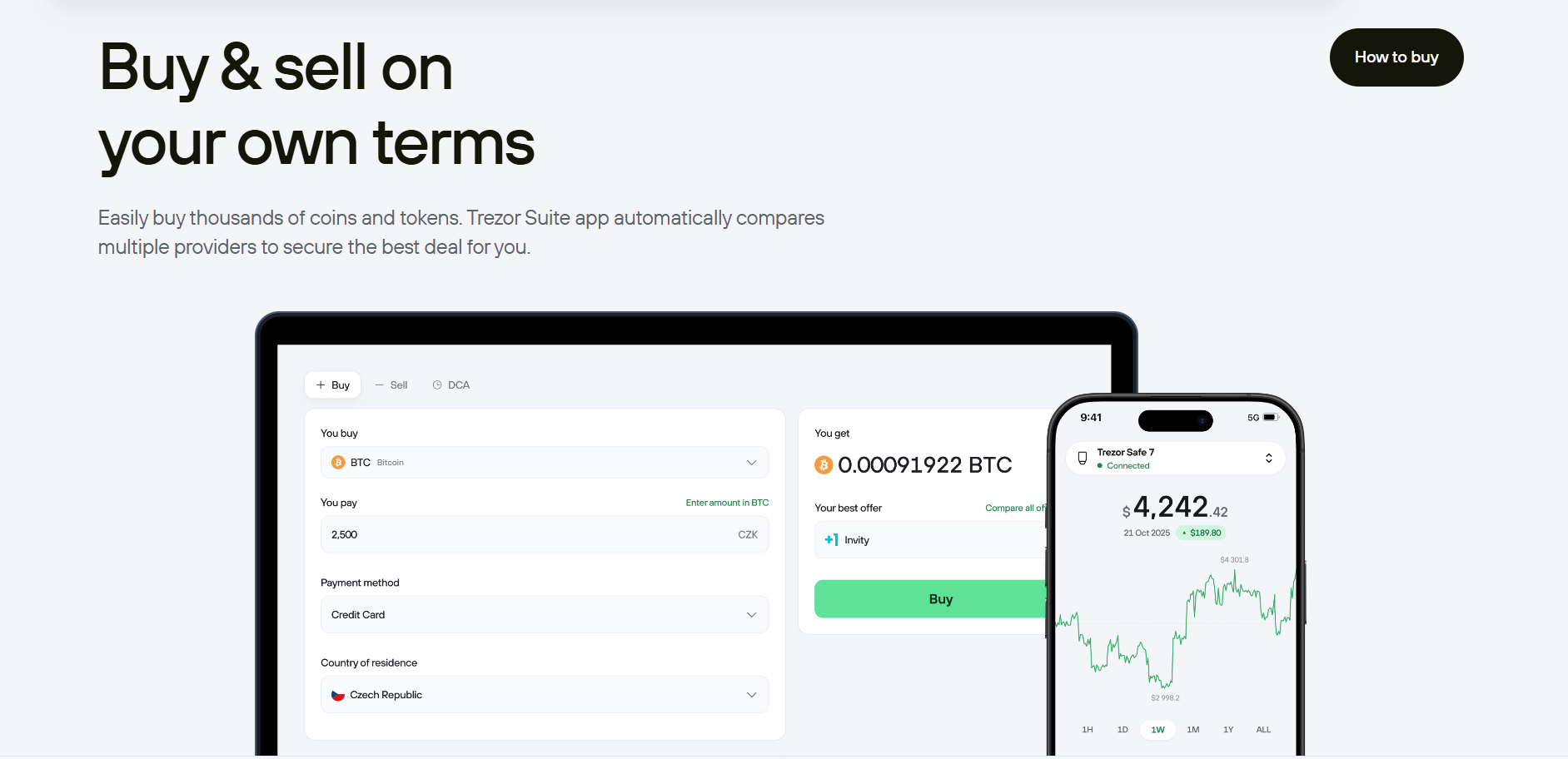 buy sell on trezor suite app review