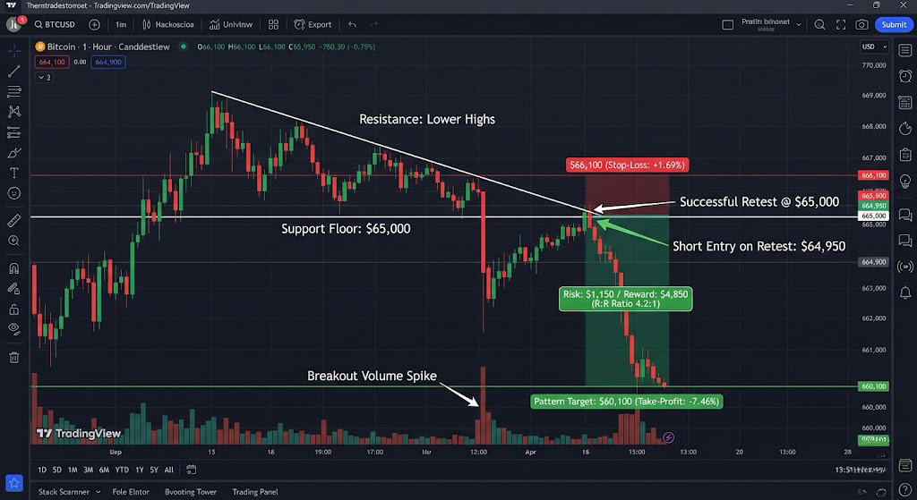 strategy for a descending Triangle: entry on retest