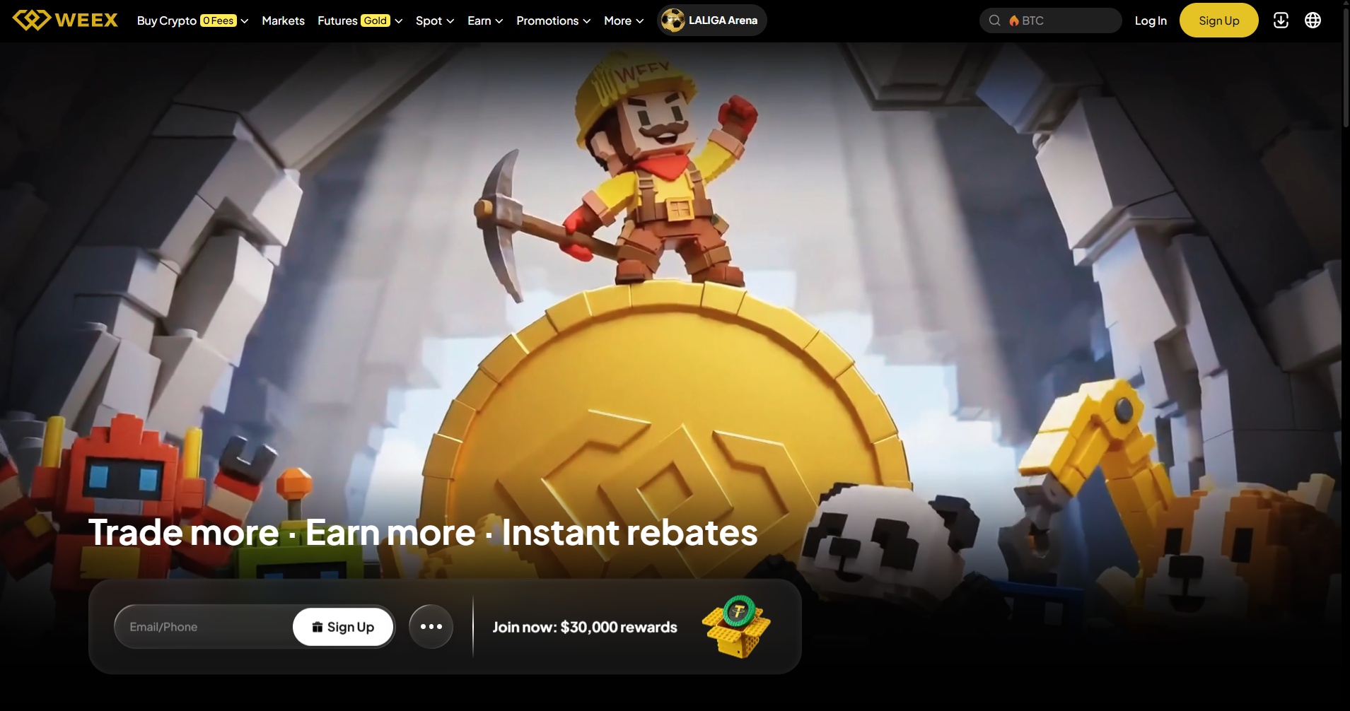 WEEX exchange homepage