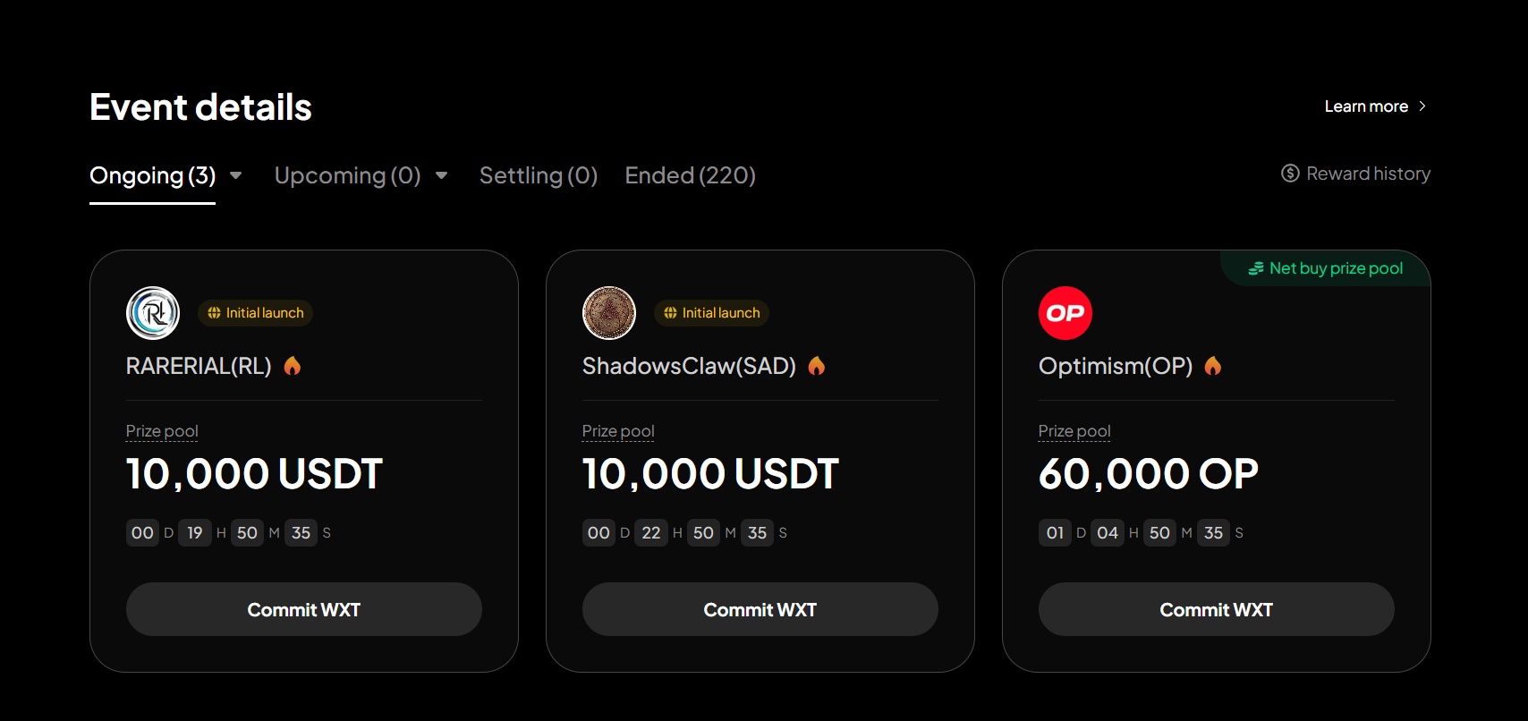 Ongoing events on We-Launch