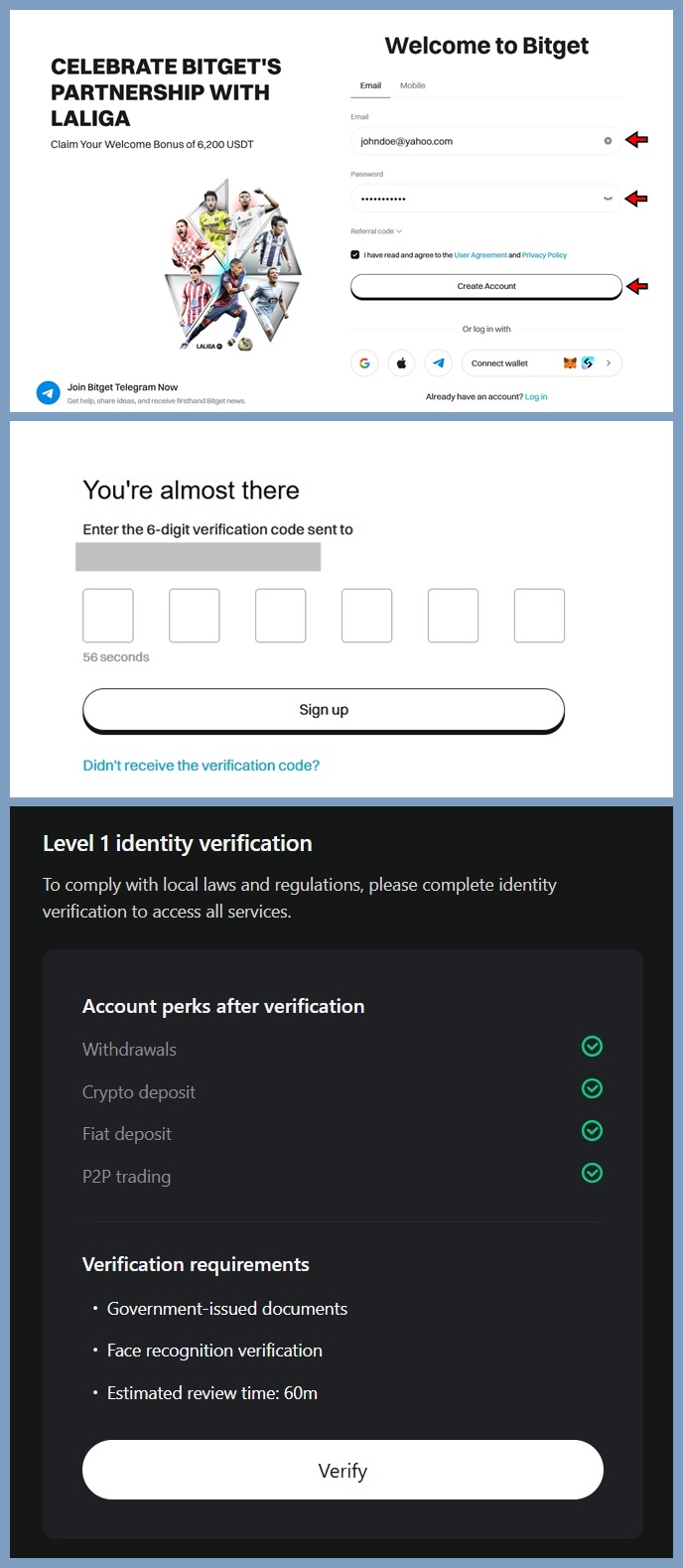 Bitget crypto deposit and withdrawal interface