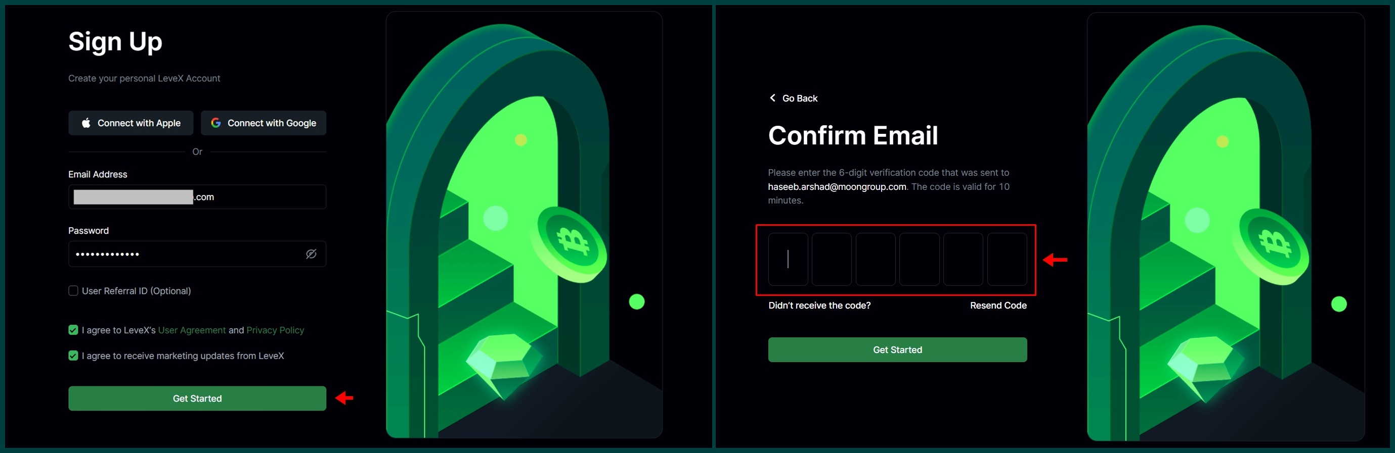 Levex Signup process
