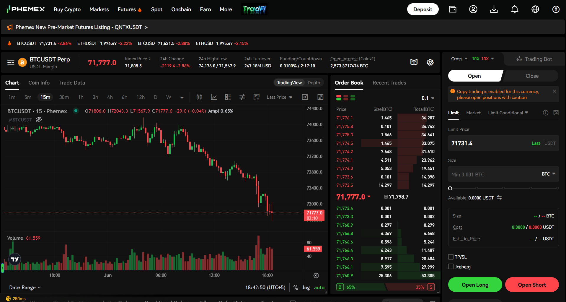 Trade on Phemex Exchange