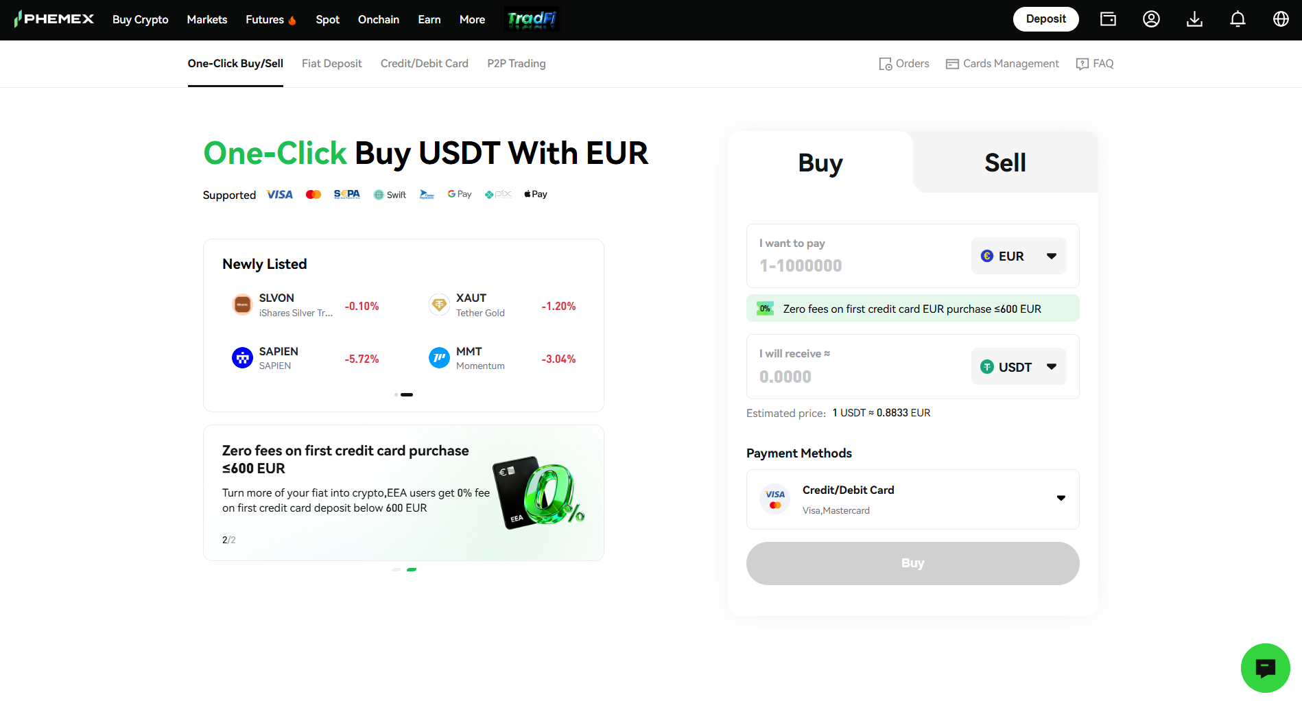 Buy Crypto on Phemex
