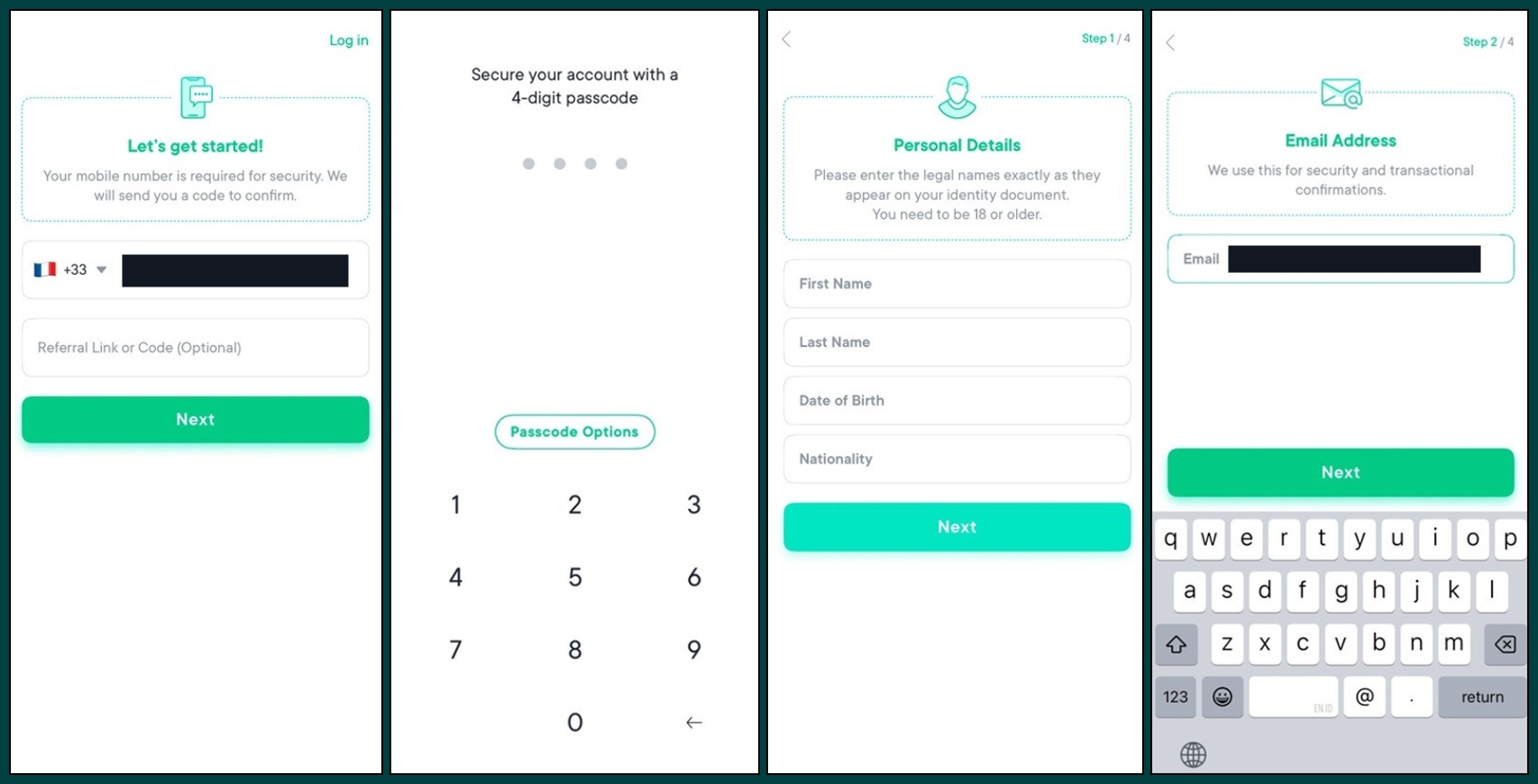 SwissBorg app signup flow