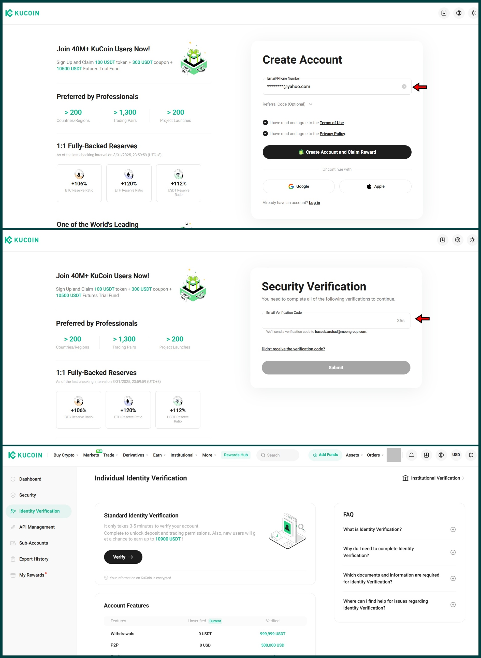 Kucoin signup flow