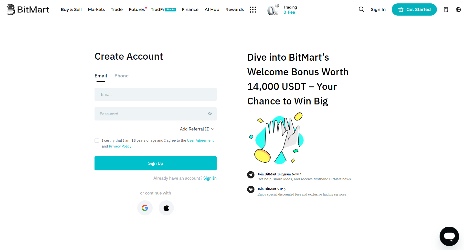 BitMart Sign-in