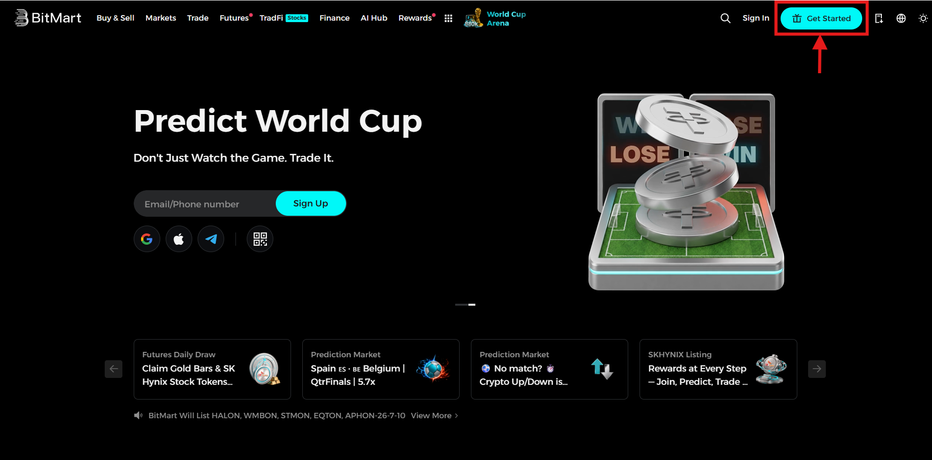 Bitmart Homepage