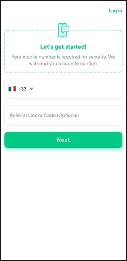 SwissBorg Enter your phone number
