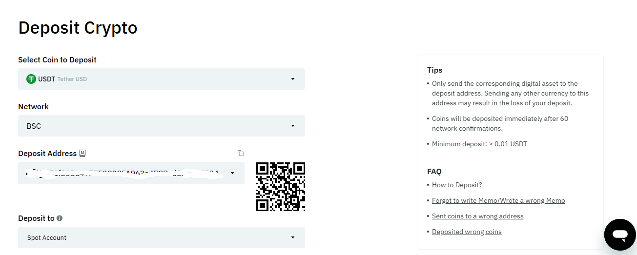 BitMart Exchange deposit page