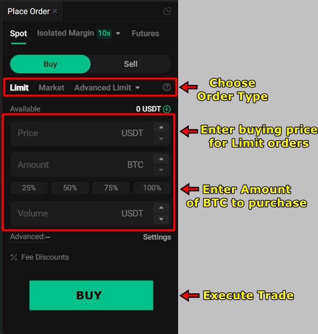 KuCoin Exchange Place Order