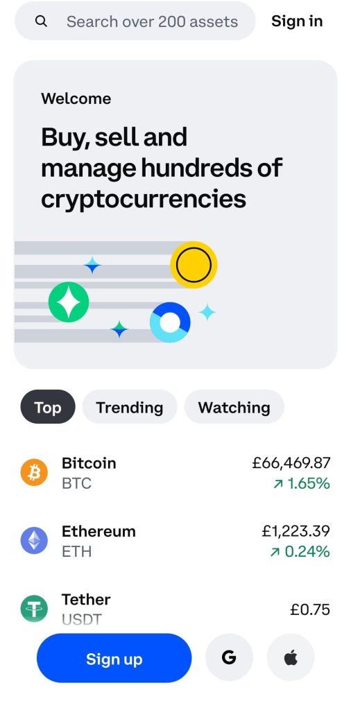 Coinbase mobile app