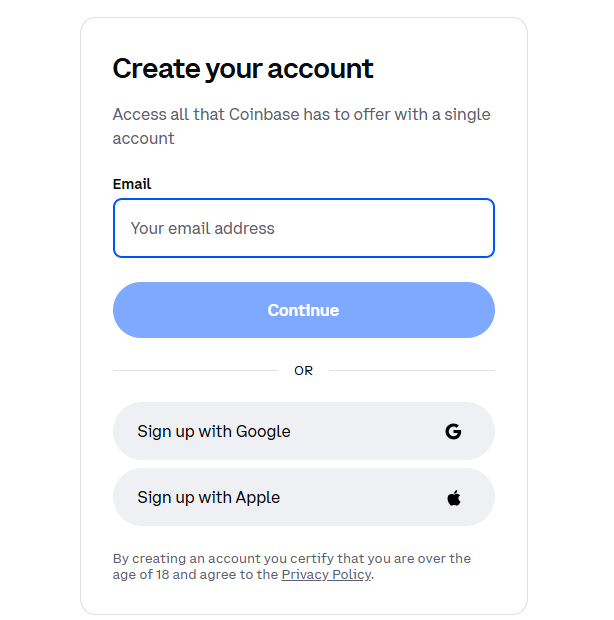 Coinbase sign-up