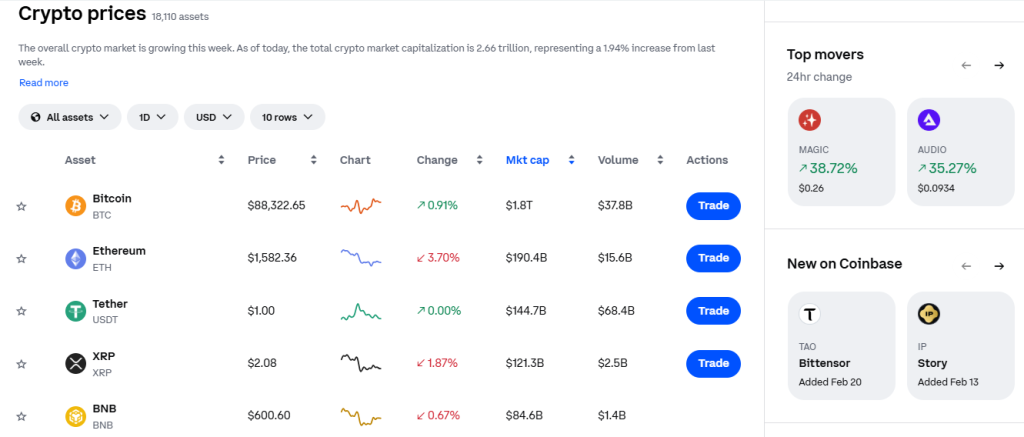 Coinbase supported cryptocurrencies