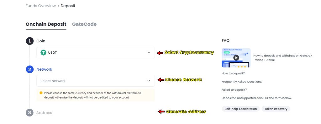 Gate.io crypto deposits
