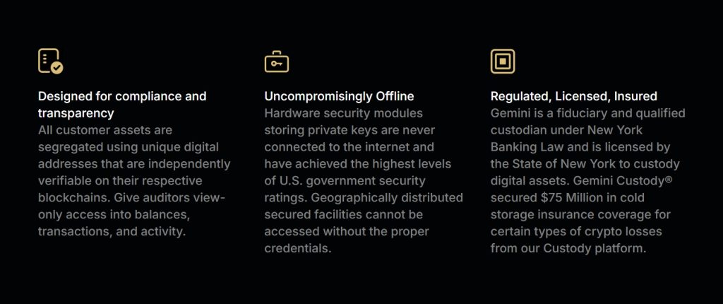 Gemini Exchange review: Custody features