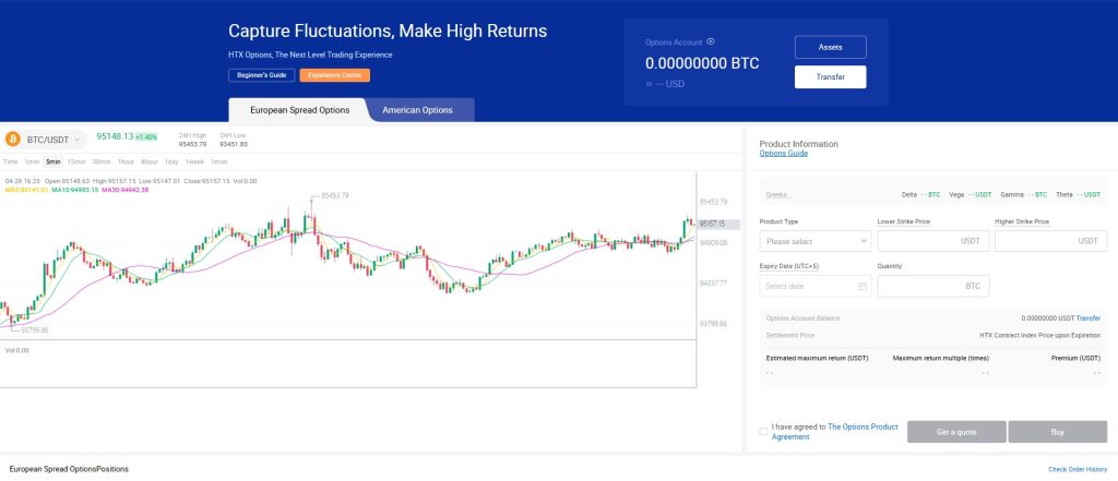 Options contracts on HTX Exchange