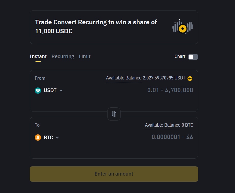 Binance Quick Buy/Sell feature