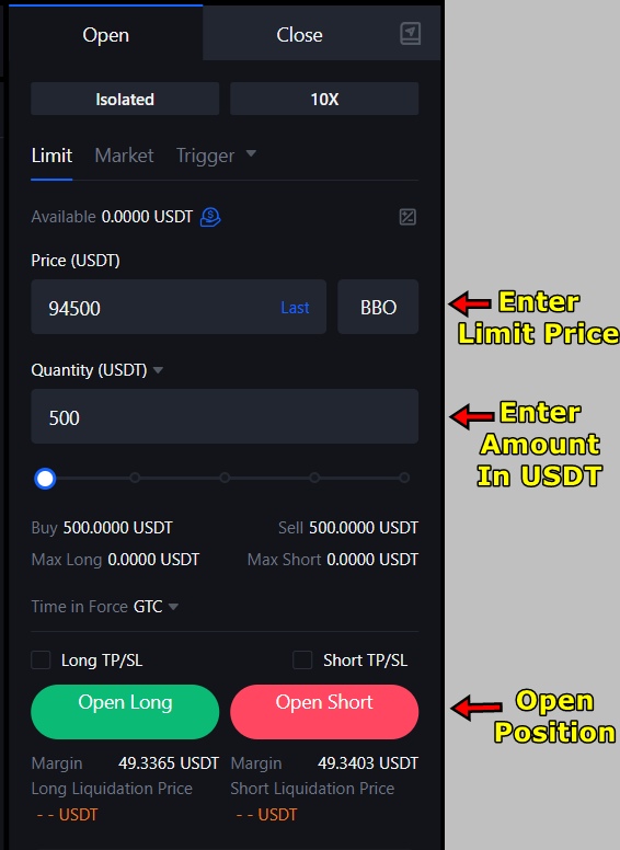 MEXC Futures Order Panel