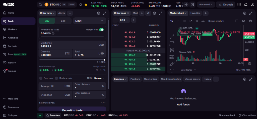 Kraken review: margin trading interface