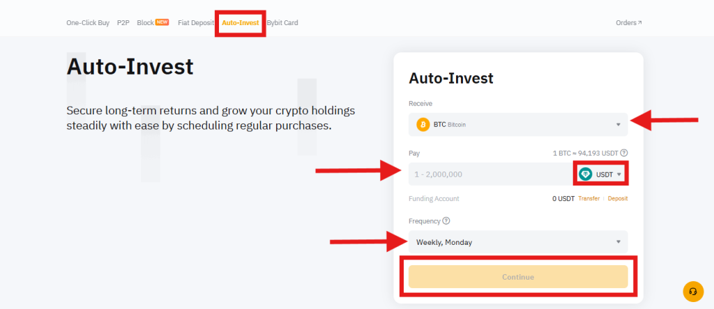 Bybit auto-invest page