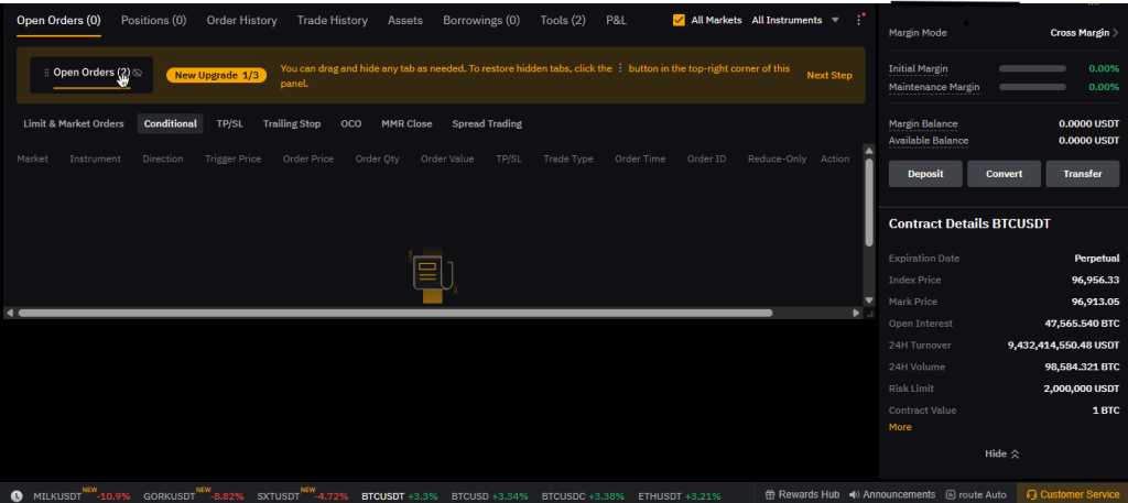 Bybit Futures trading positions tab
