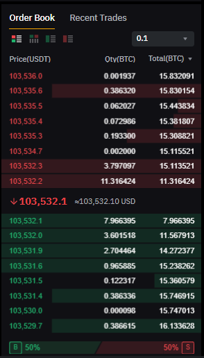 Bybit Spot trading orderbook