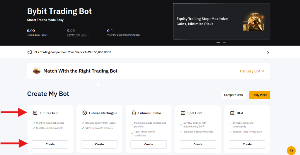 Bybit trading bot page