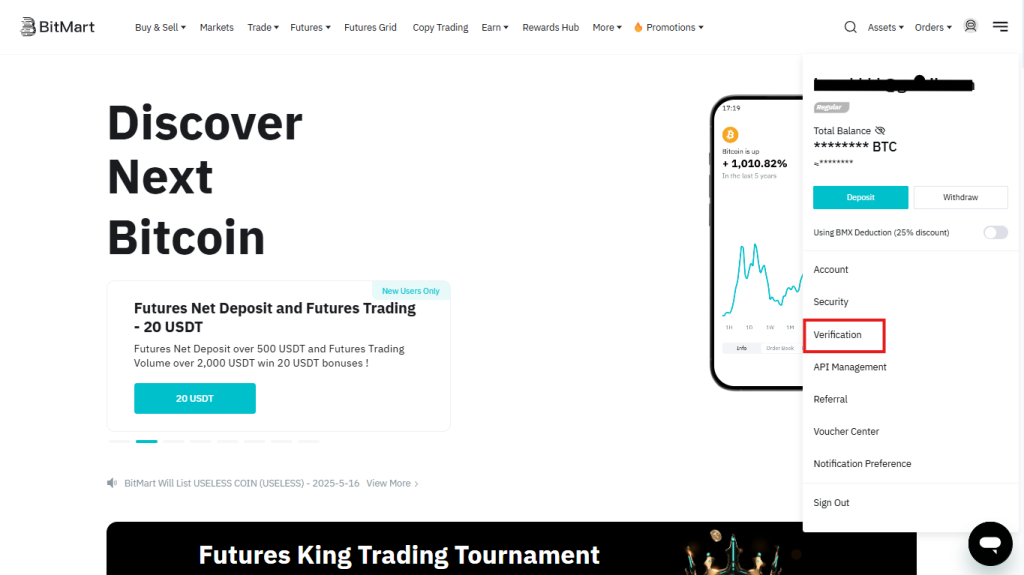 BitMart KYC procedure