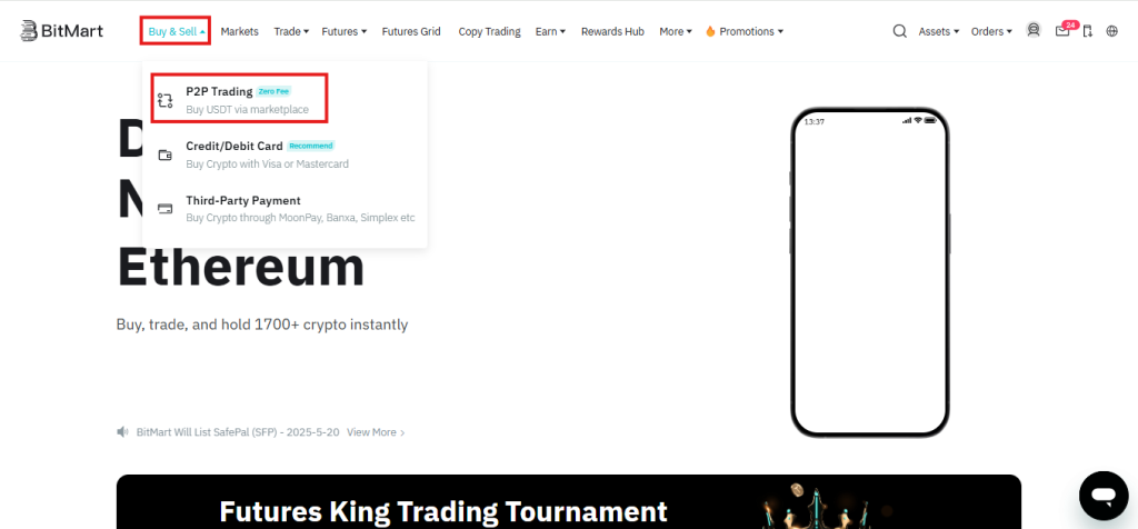 BitMart p2p trading