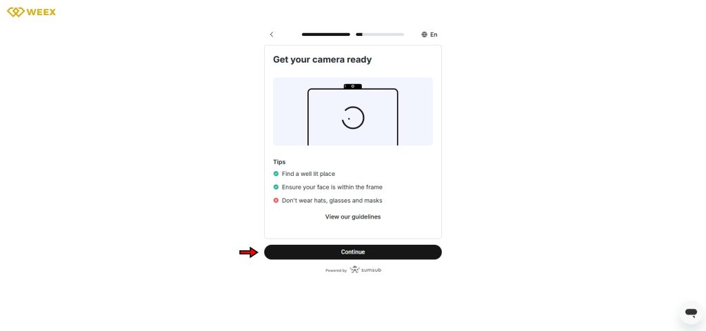WEEX Tutorial: Take a selfie for facial verification