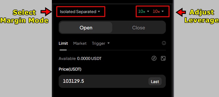 WEEX Futures Trading Tutorial: Choose margin mode and leverage