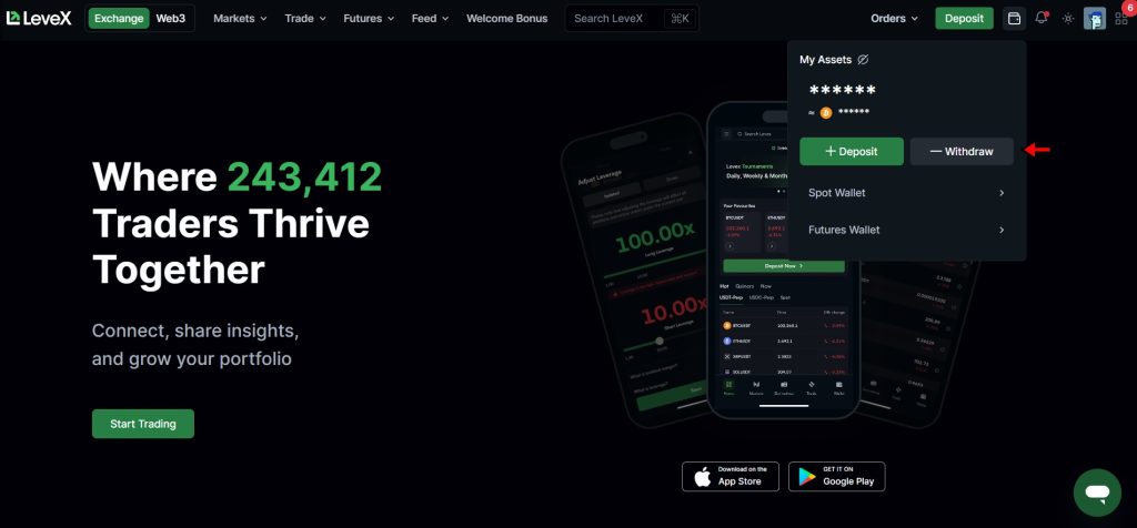 Go to the Withdrawal Page