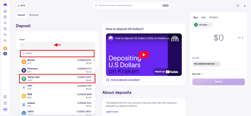 Kraken deposit cryptocurrency tutorial