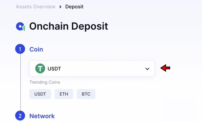 Gate.io Deposit funds Tutorial: Choose crypto to deposit