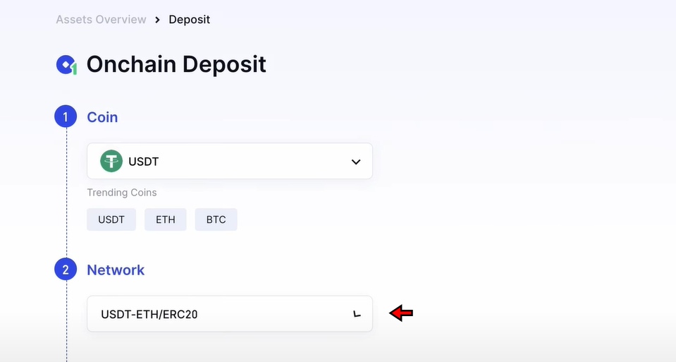 Gate.io Deposit funds Tutorial: Choose network type for crypto deposit