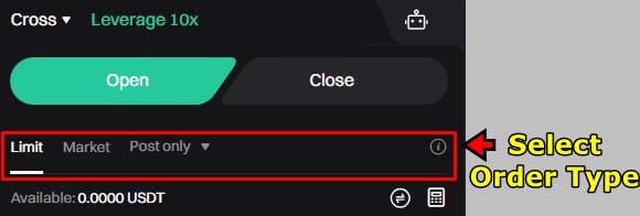 Bitget Futures Trading Tutorial: Choose Order type