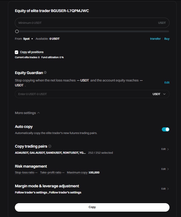 Bitget Copy Trading Tutorial: Copy trading settings