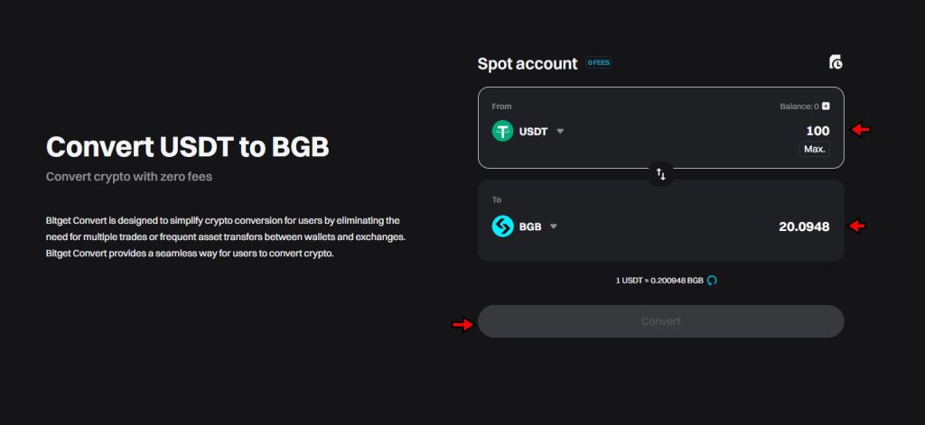Bitget Convert page