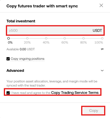 OKX Copy Trading Tutorial: Add the investment amount