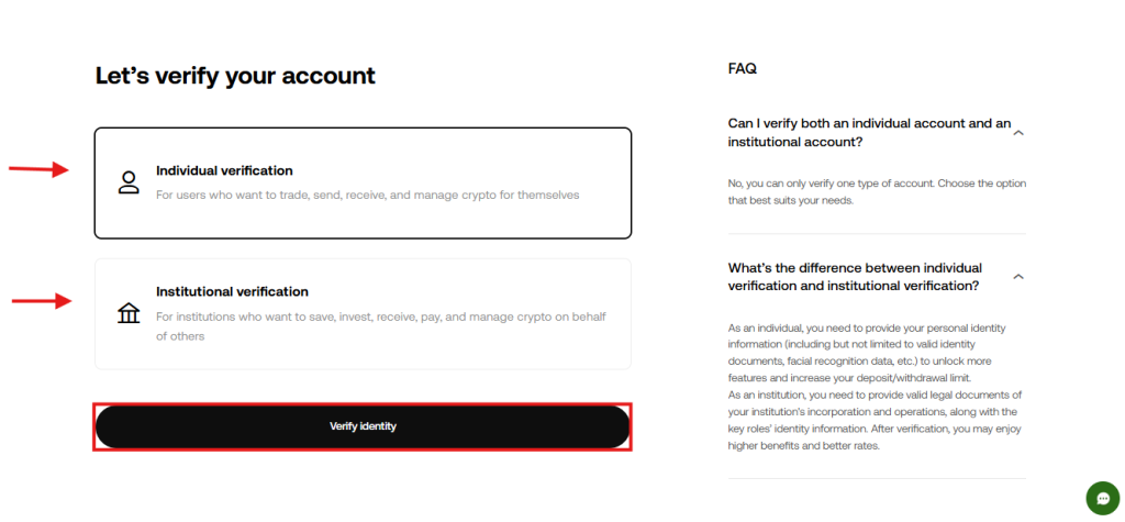 OKX KYC Tutorial: verification page