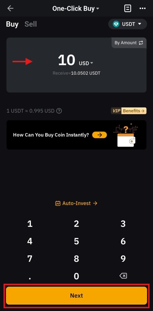Bybit App One-click buy Tutorial: order amount 