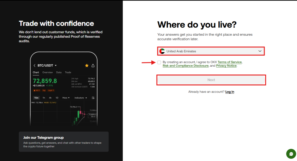 OKX Exchange Tutorial: sign-in country