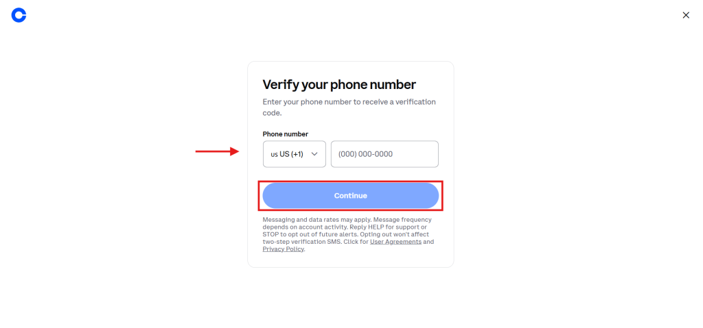 Coinbase Tutorial: sign-in mobile number